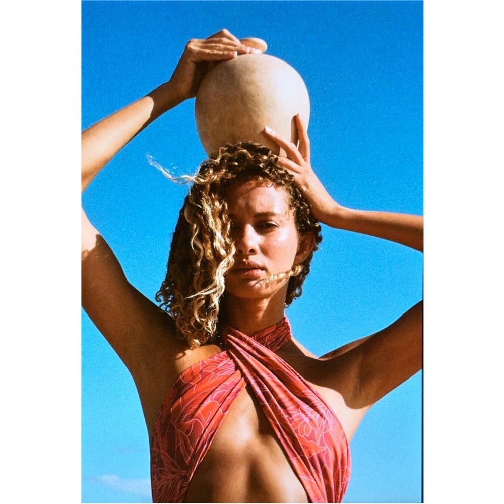 Free People x Stonefox Red Halter One-Piece Swim